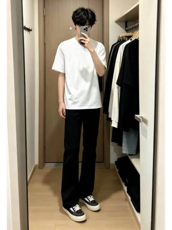 Black Elastic Straight Leg Men's Jeans High Street Cleanfit Slimming Straight Micro Flared Pants Casual mid Waist Zipper Fly
Black Elastic Straight Leg Men's Jeans High Street Cleanfit Slimming Straight Micro Flared Pants Casual mid Waist Zipper Fly
