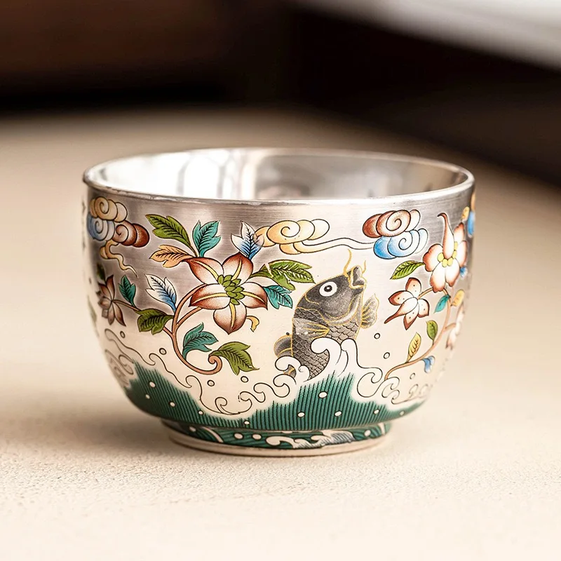 1PC 110ML Fish Daihua Hand-painted 999 Silver Teacup High-end Light Luxury Master Cup KungFu TeaSet High-end Souvenir Collection
1PC 110ML Fish Daihua Hand-painted 999 Silver Teacup High-end Light Luxury Master Cup KungFu TeaSet High-end Souvenir Collection