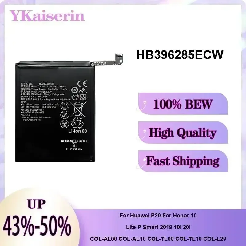 Battery HB396285ECW 3400mAh For Huawei P20 For Honor 10 Lite P Smart 2019 10i 20i Col-AL00 Col-AL10 Col-TL00 Col-TL10 Col-L29
Battery HB396285ECW 3400mAh For Huawei P20 For Honor 10 Lite P Smart 2019 10i 20i Col-AL00 Col-AL10 Col-TL00 Col-TL10 Col-L29