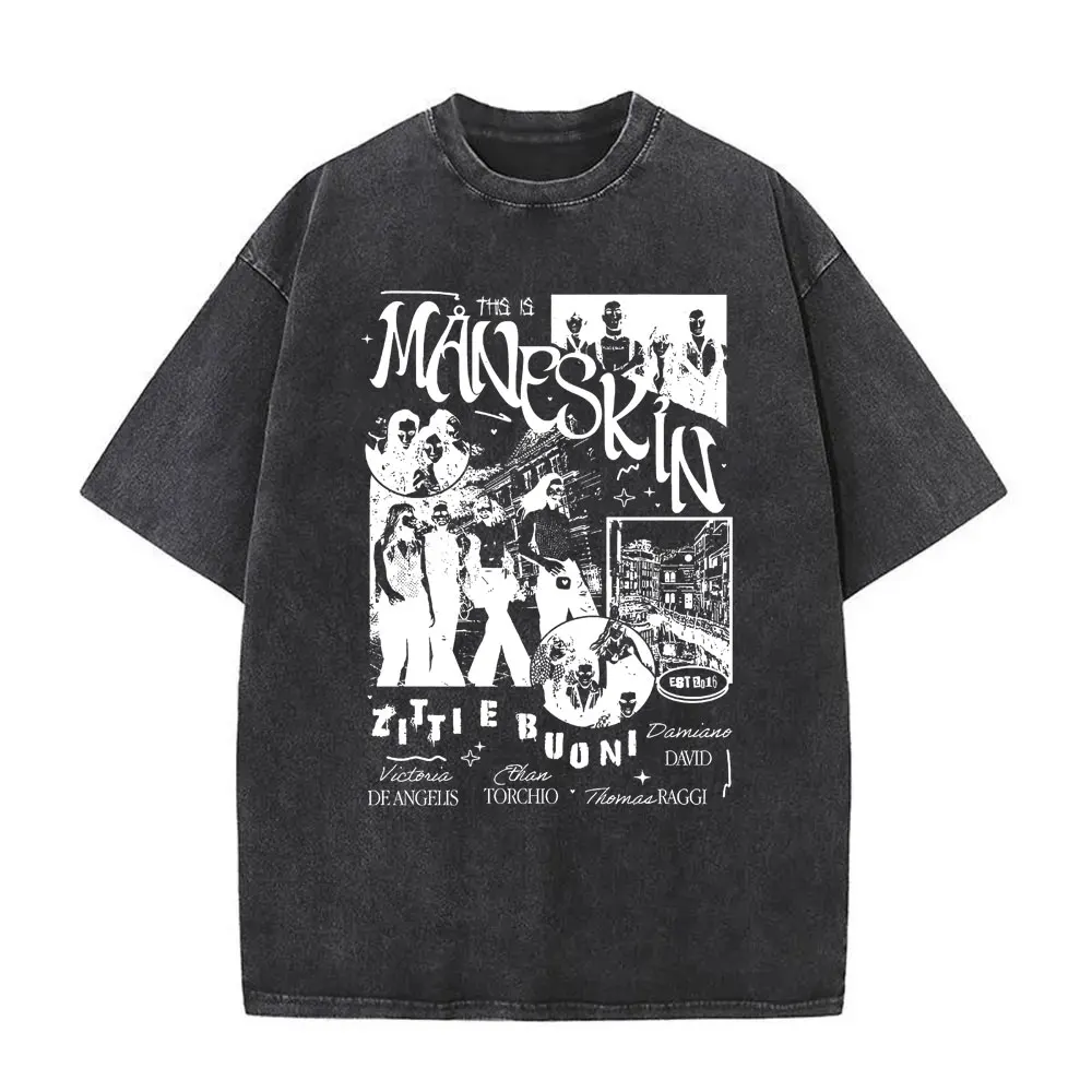 Washed Vintage Rock Band Maneskin Zitti E Buoni Graphic Print Tshirt Male Oversized Streetwear Men Women Fashion Casual T-shirt
Washed Vintage Rock Band Maneskin Zitti E Buoni Graphic Print Tshirt Male Oversized Streetwear Men Women Fashion Casual T-shirt