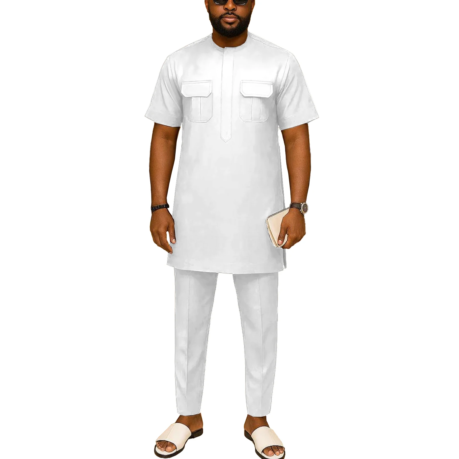 African Suit for Men 2 Piece Dashiki Outfit Short Sleeve Mandarin Collar Shirt and Pants Set Clothes
African Suit for Men 2 Piece Dashiki Outfit Short Sleeve Mandarin Collar Shirt and Pants Set Clothes