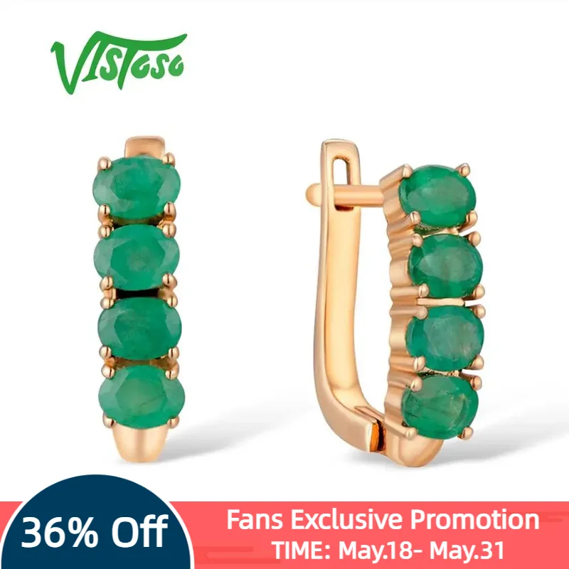 VISTOSO Gold Earrings For Women 14K 585 Rose Gold Glamorous Elegant Emerald Stunning Luxury Stud Earrings Party Fine Jewelry
VISTOSO Gold Earrings For Women 14K 585 Rose Gold Glamorous Elegant Emerald Stunning Luxury Stud Earrings Party Fine Jewelry
