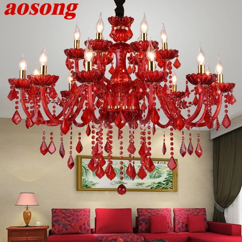 AOSONG European Style Crystal Pendent Lamp Red Candle Lamp Luxurious Living Room Restaurant Bedroom Villa Chandelier
AOSONG European Style Crystal Pendent Lamp Red Candle Lamp Luxurious Living Room Restaurant Bedroom Villa Chandelier