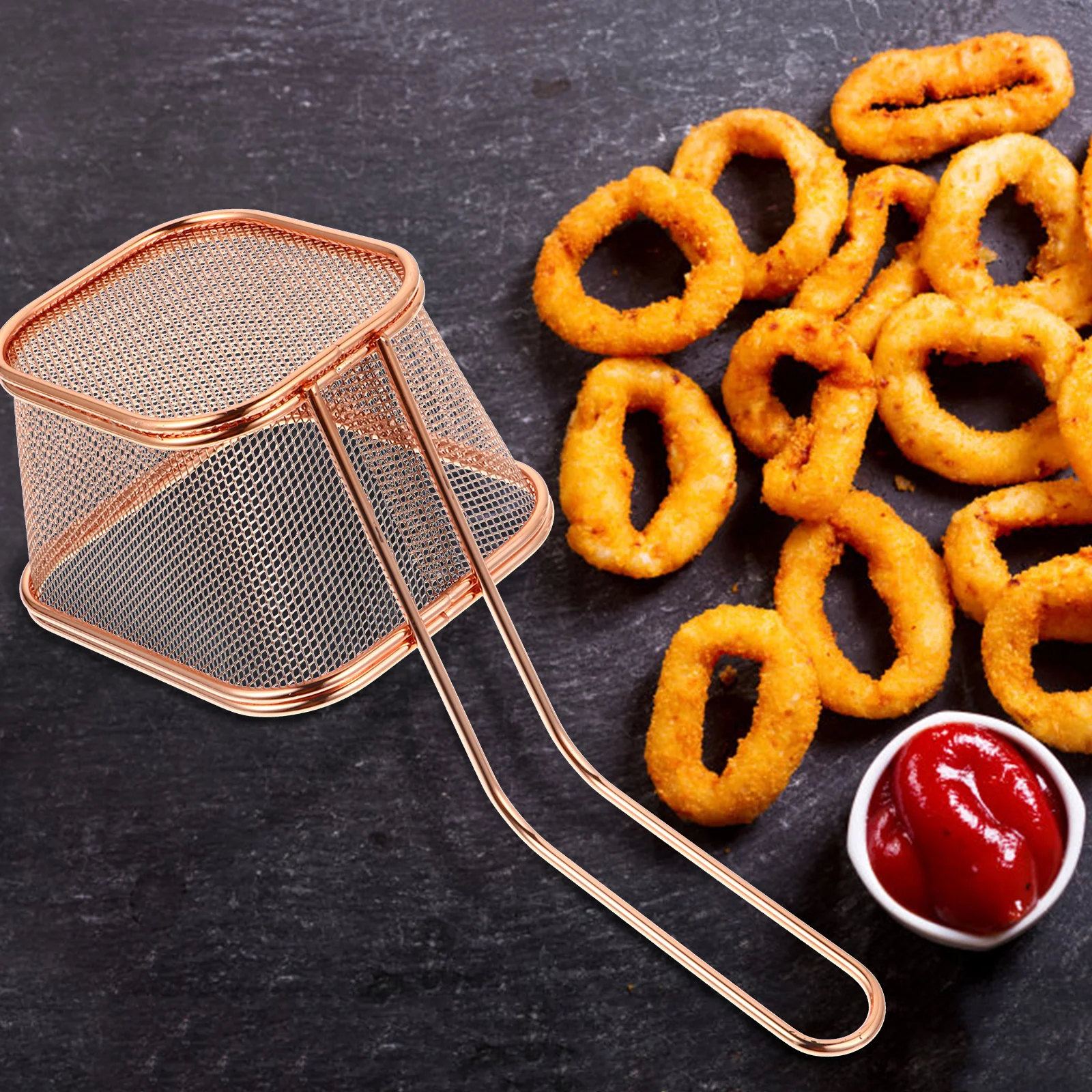 1Pcs Oil Frying Basket Stainless Steel Fry Basket Ergonomic Handle for Cooking Frying Chips Vegetables Snack Storage
1Pcs Oil Frying Basket Stainless Steel Fry Basket Ergonomic Handle for Cooking Frying Chips Vegetables Snack Storage