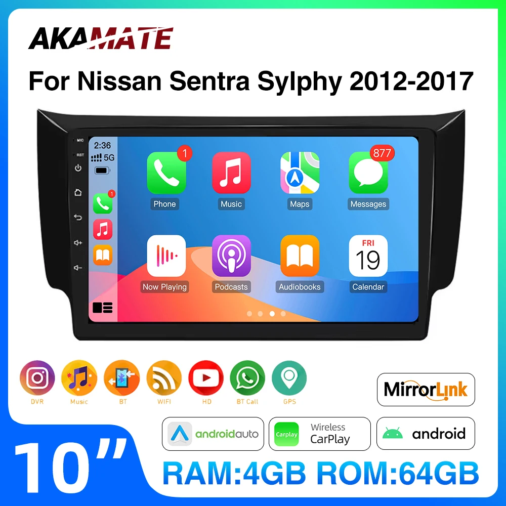 10Inch Car Radio CarPlay Android Auto Bluetooth Multimedia Player GPS WIFI 2Din Car Head Unit for Nissan Sentra Sylphy 2012-2017
10Inch Car Radio CarPlay Android Auto Bluetooth Multimedia Player GPS WIFI 2Din Car Head Unit for Nissan Sentra Sylphy 2012-2017