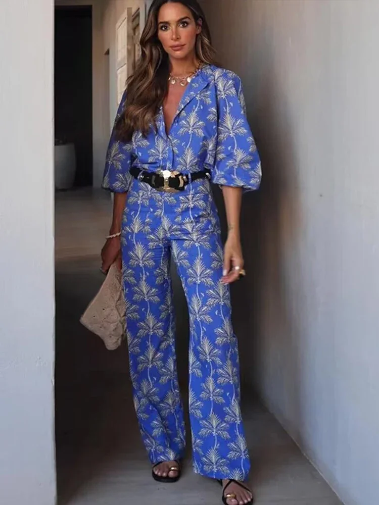 Printed Shirt High Waist Pants Sets Women Long Sleeve Button Shirts Wide Leg Trousers Suits Female 2024 Lady Streetwea Outfit
Printed Shirt High Waist Pants Sets Women Long Sleeve Button Shirts Wide Leg Trousers Suits Female 2024 Lady Streetwea Outfit