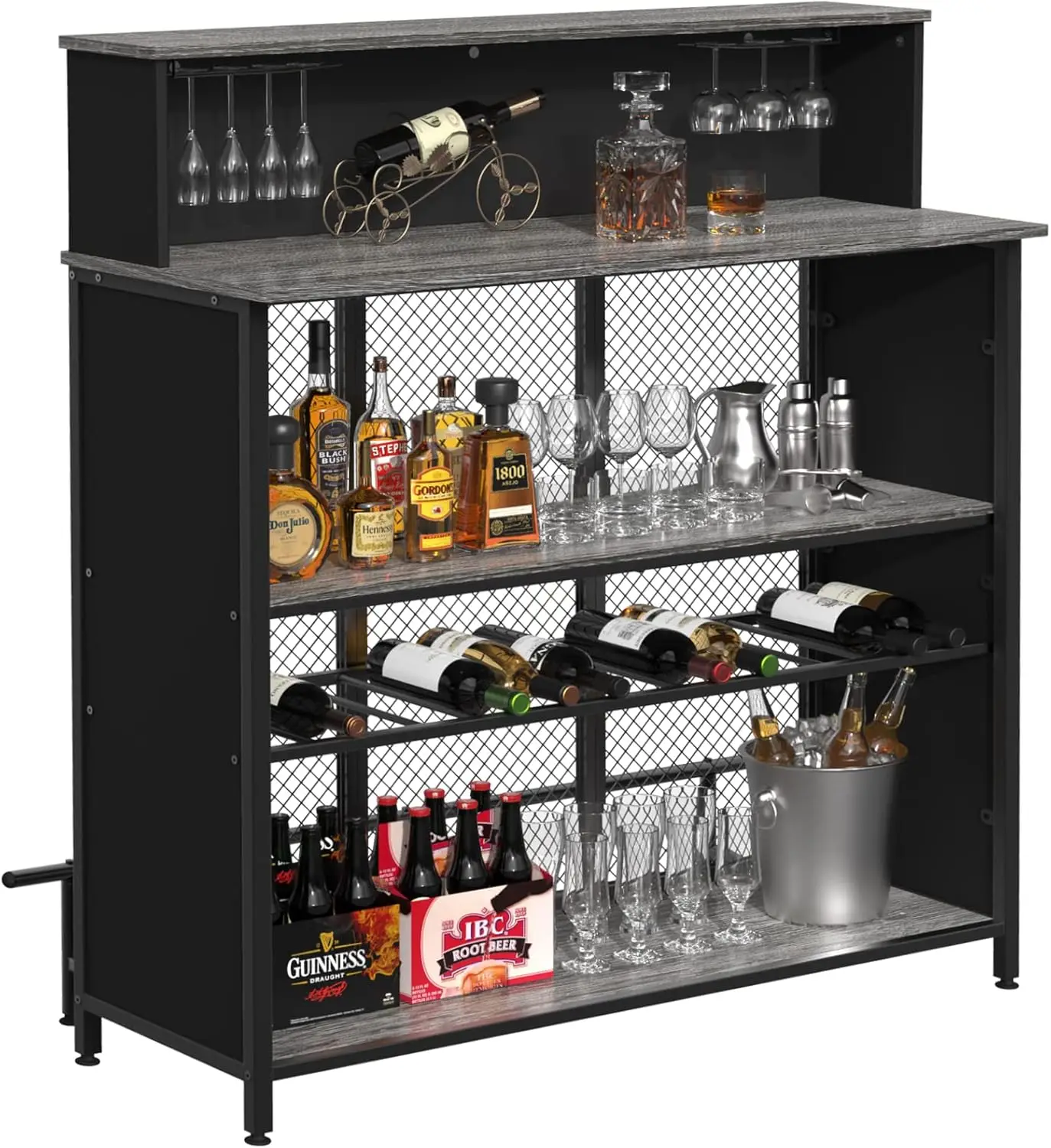 Home Bar Unit Mini Bar Liquor Bar Table with Storage and Footrest for Home Kitchen Pub (Grey)
Home Bar Unit Mini Bar Liquor Bar Table with Storage and Footrest for Home Kitchen Pub (Grey)