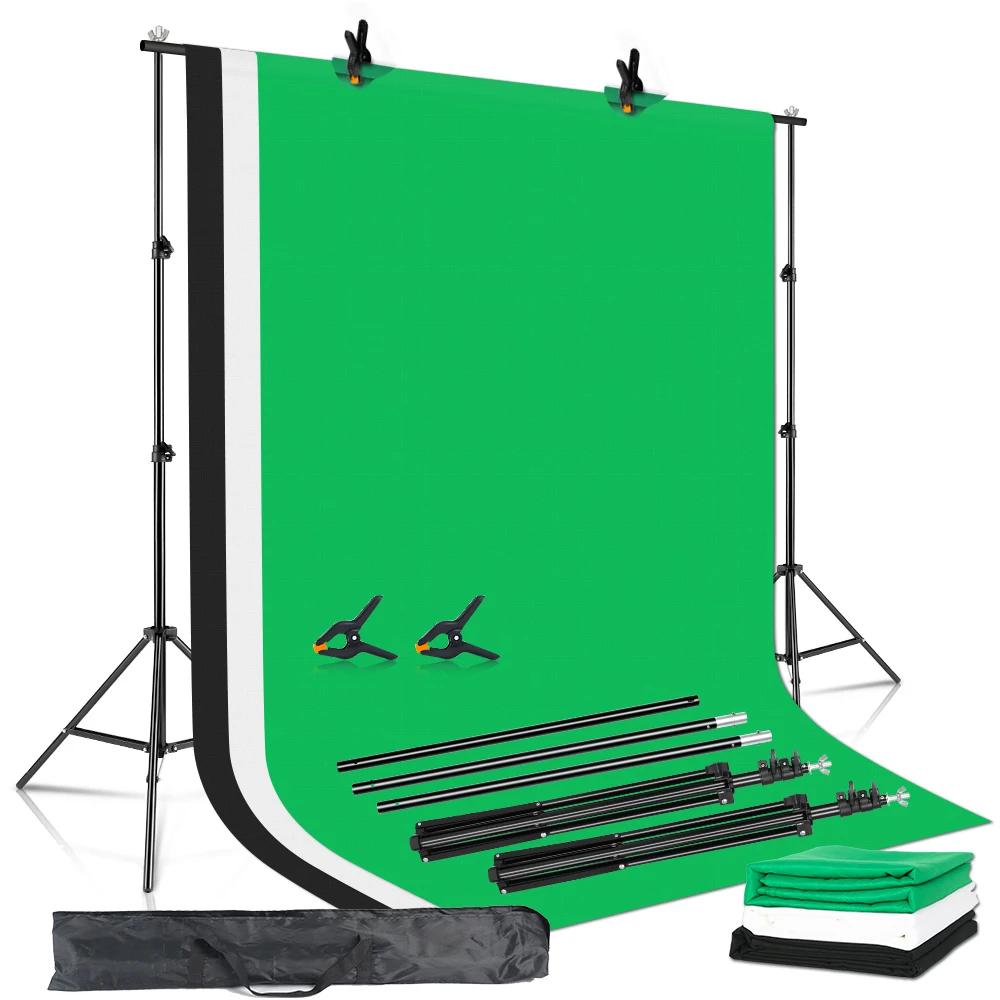 2X3M Backdrop Support System Kit With Green Cloth For Muslins Backdrops Telescopic Background Stand Adjust With Carry Bag Clip
2X3M Backdrop Support System Kit With Green Cloth For Muslins Backdrops Telescopic Background Stand Adjust With Carry Bag Clip