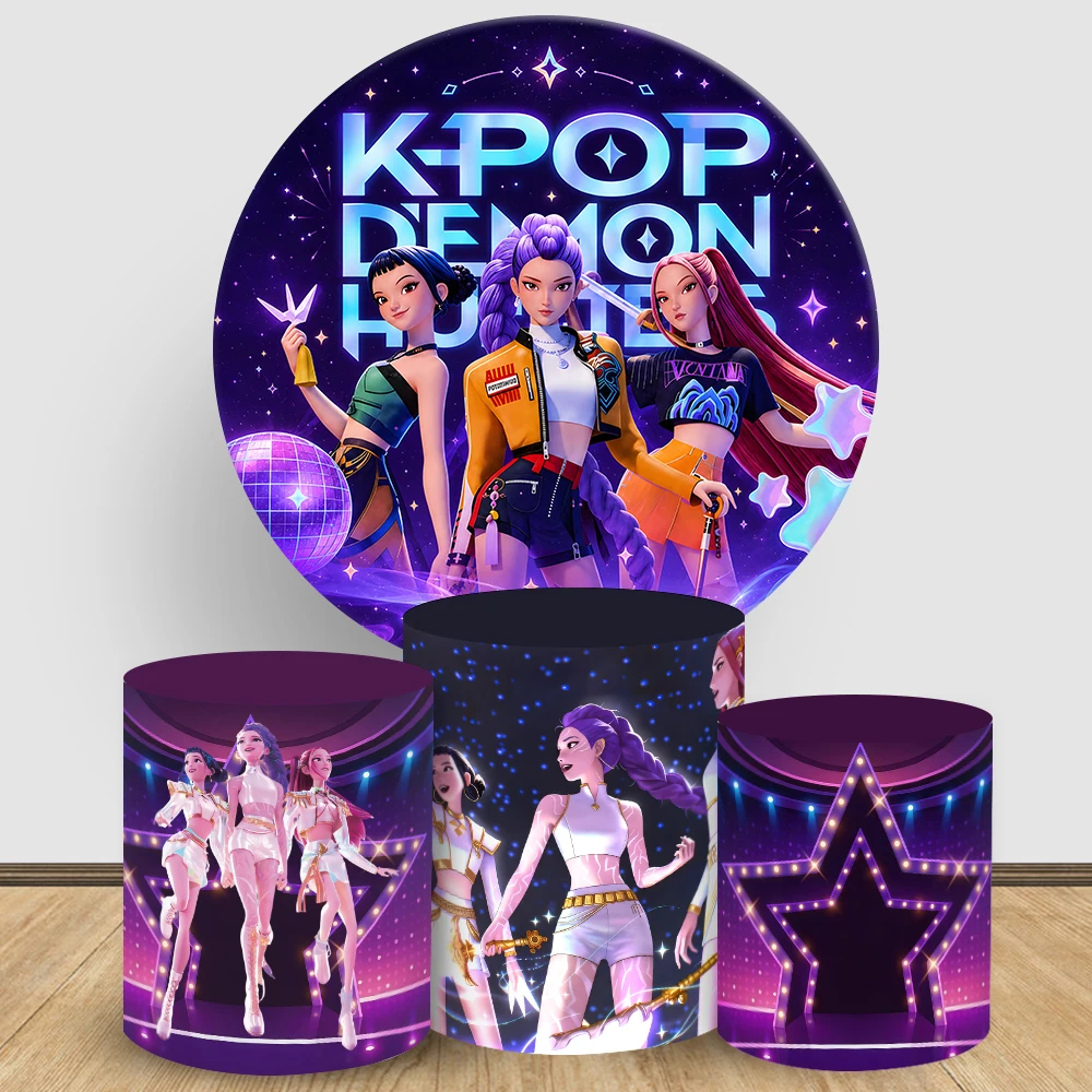 Kpop Demon Hunters Round Backdrop Cover 3PCS Cylinder Elastic Fabric Birthday Party Baby Shower PhotoBooth Background Decoration
Kpop Demon Hunters Round Backdrop Cover 3PCS Cylinder Elastic Fabric Birthday Party Baby Shower PhotoBooth Background Decoration