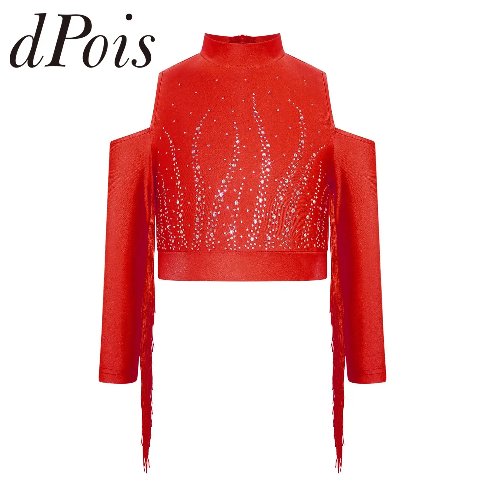 Cold Shoulder Kids Tassel Shiny Crop Top Fashion Children's Tops Streetwear Girls Jazz Latin Dance Costume Tops Disco Outfit
Cold Shoulder Kids Tassel Shiny Crop Top Fashion Children's Tops Streetwear Girls Jazz Latin Dance Costume Tops Disco Outfit
