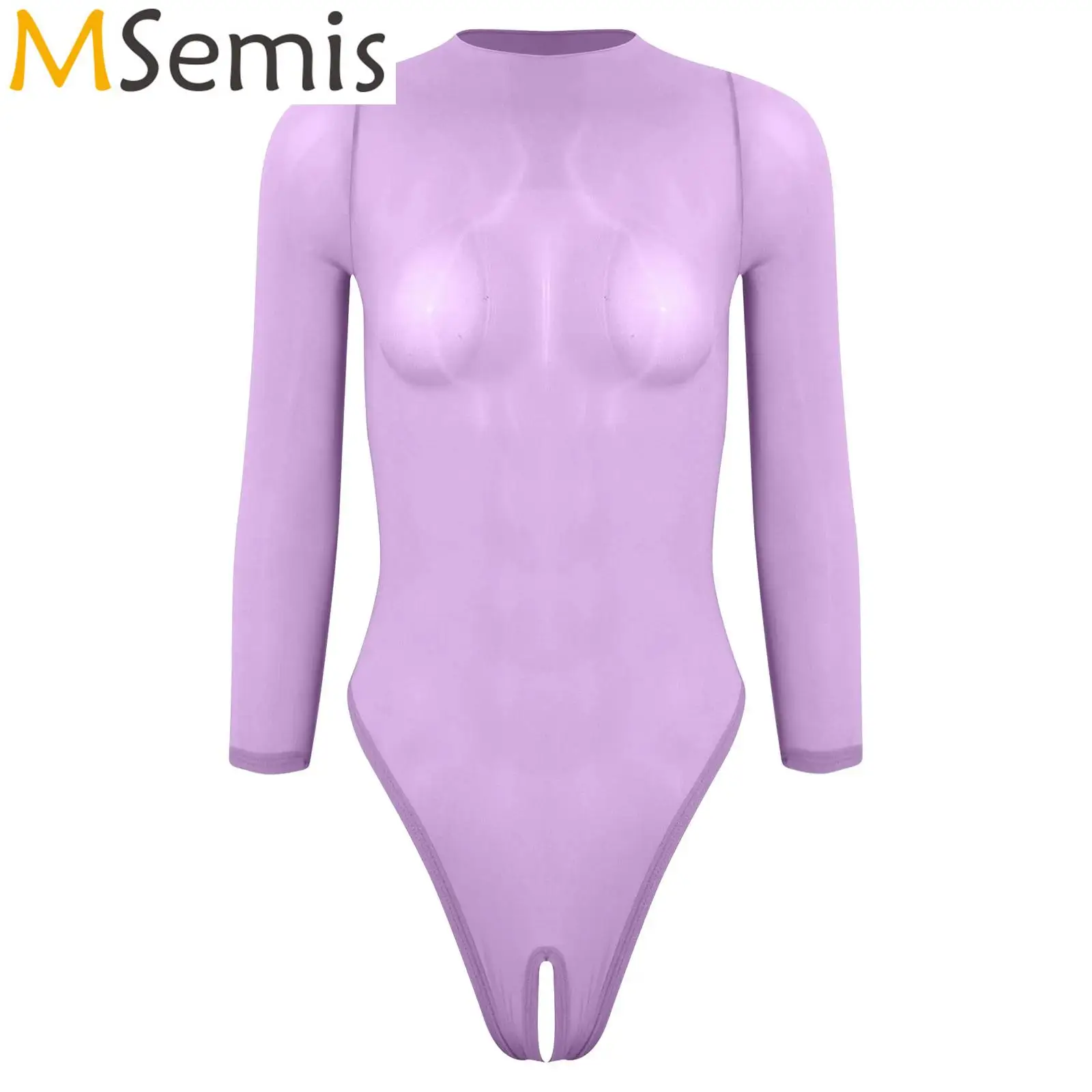Womens Lingerie See Through Glossy Opening Crotch Bodysuit One Piece Mock Neck Long Sleeve Leotard Stretchy Jumpsuit Nightwear
Womens Lingerie See Through Glossy Opening Crotch Bodysuit One Piece Mock Neck Long Sleeve Leotard Stretchy Jumpsuit Nightwear