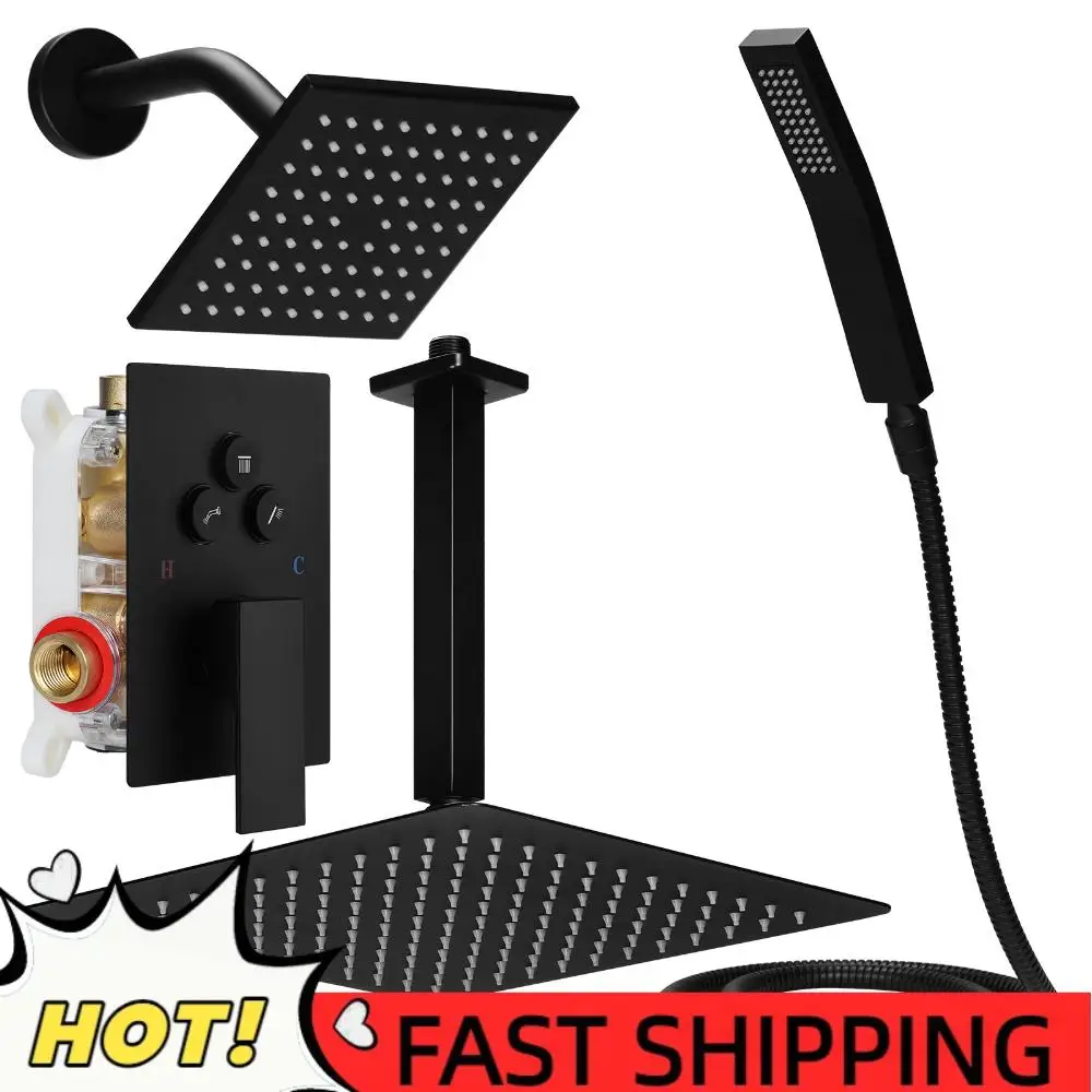 Shower Combo Set W/ 12in Ceiling Mount 6in Wall Mount Showers Head Push Button Diverter with 2 in 1 Handheld for Bathroom
Shower Combo Set W/ 12in Ceiling Mount 6in Wall Mount Showers Head Push Button Diverter with 2 in 1 Handheld for Bathroom