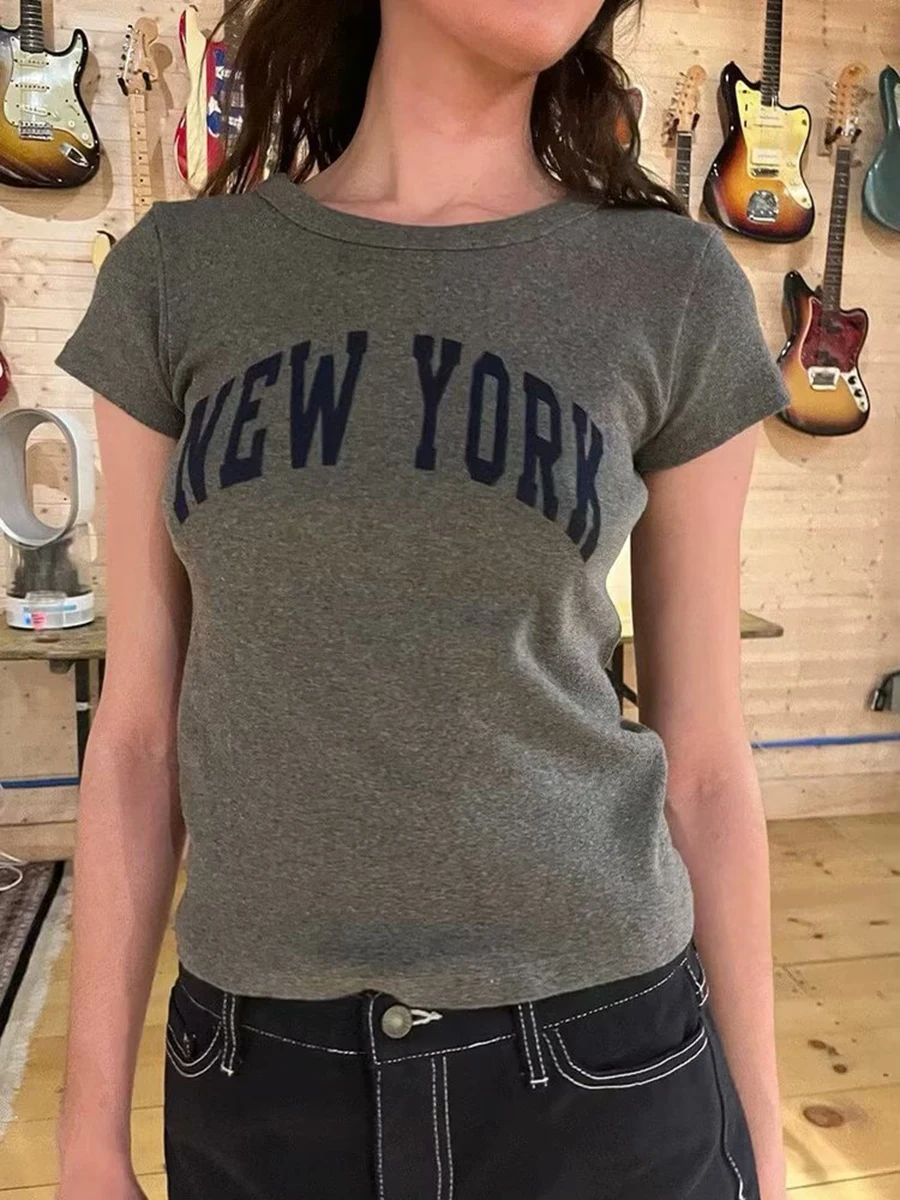 Vintage Basic Letter Print Cotton Crop Tops Women Summer O-neck Simple Gray Short Sleeve Tees Female Harajuku Chic Y2K T-shirts
Vintage Basic Letter Print Cotton Crop Tops Women Summer O-neck Simple Gray Short Sleeve Tees Female Harajuku Chic Y2K T-shirts