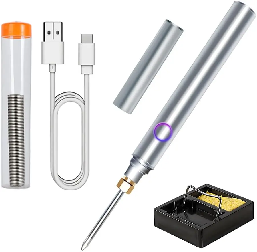 Cordless Soldering Iron Kit with USB Charging, Portable Rechargeable for Appliance Repair and Circuit Board Soldering
Cordless Soldering Iron Kit with USB Charging, Portable Rechargeable for Appliance Repair and Circuit Board Soldering