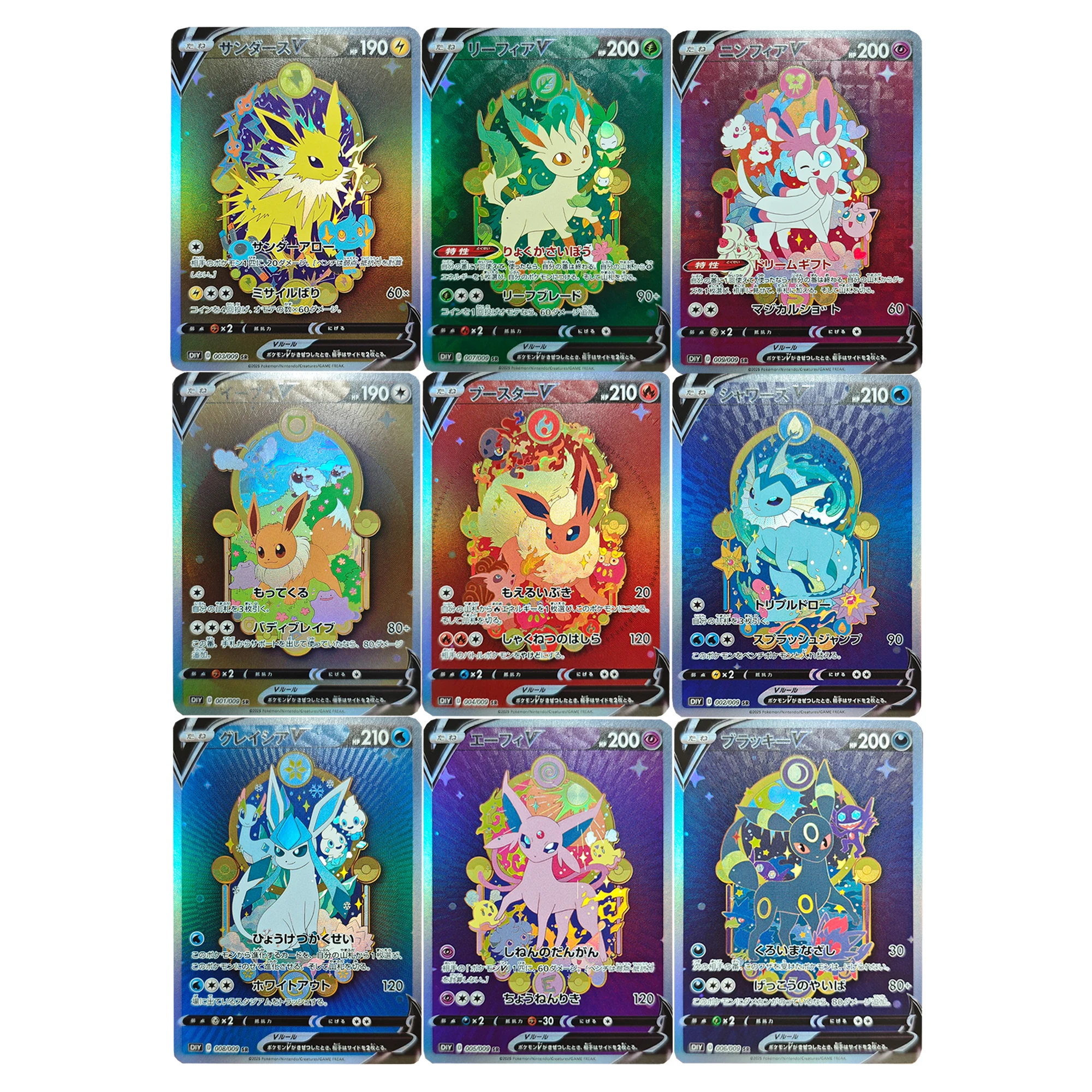 9Pcs/set Diy Self Made Ptcg Eeveelution V Series Collection Card Refraction Color Flash Eevee Espeon Cute Anime Card Gift Toy
9Pcs/set Diy Self Made Ptcg Eeveelution V Series Collection Card Refraction Color Flash Eevee Espeon Cute Anime Card Gift Toy