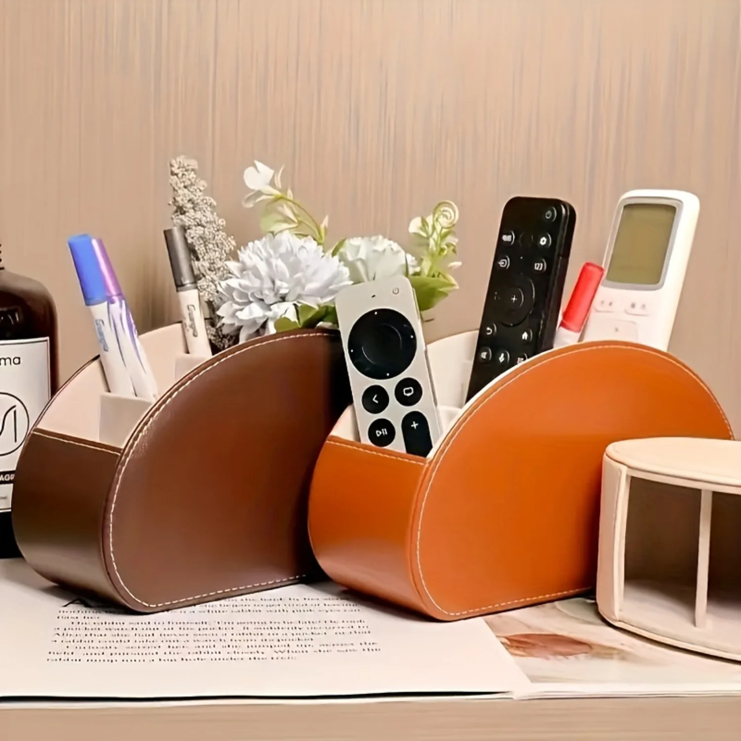 Multi-functional PU Leather Box for Remote Control, Pencil, Ball Pen, Makeup Brush Sorting - Creative Storage Solution
Multi-functional PU Leather Box for Remote Control, Pencil, Ball Pen, Makeup Brush Sorting - Creative Storage Solution