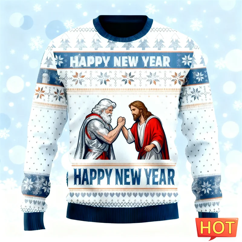 2026 New Santa Claus Jesus Graphic Christmas Sweatshirt For Men Fashion Streetwear 3D Printed Ugly Sweater Cool Oversized Tops
2026 New Santa Claus Jesus Graphic Christmas Sweatshirt For Men Fashion Streetwear 3D Printed Ugly Sweater Cool Oversized Tops
