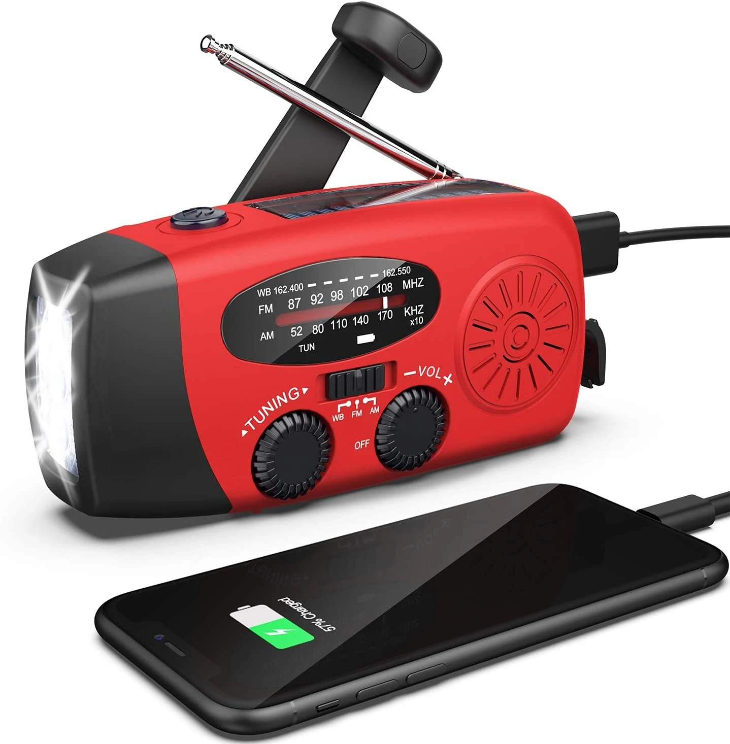 Emergency Hand Crank Radio AM/FM/NOAA Portable Weather Radio with Power Bank , Solar Powered
Emergency Hand Crank Radio AM/FM/NOAA Portable Weather Radio with Power Bank , Solar Powered