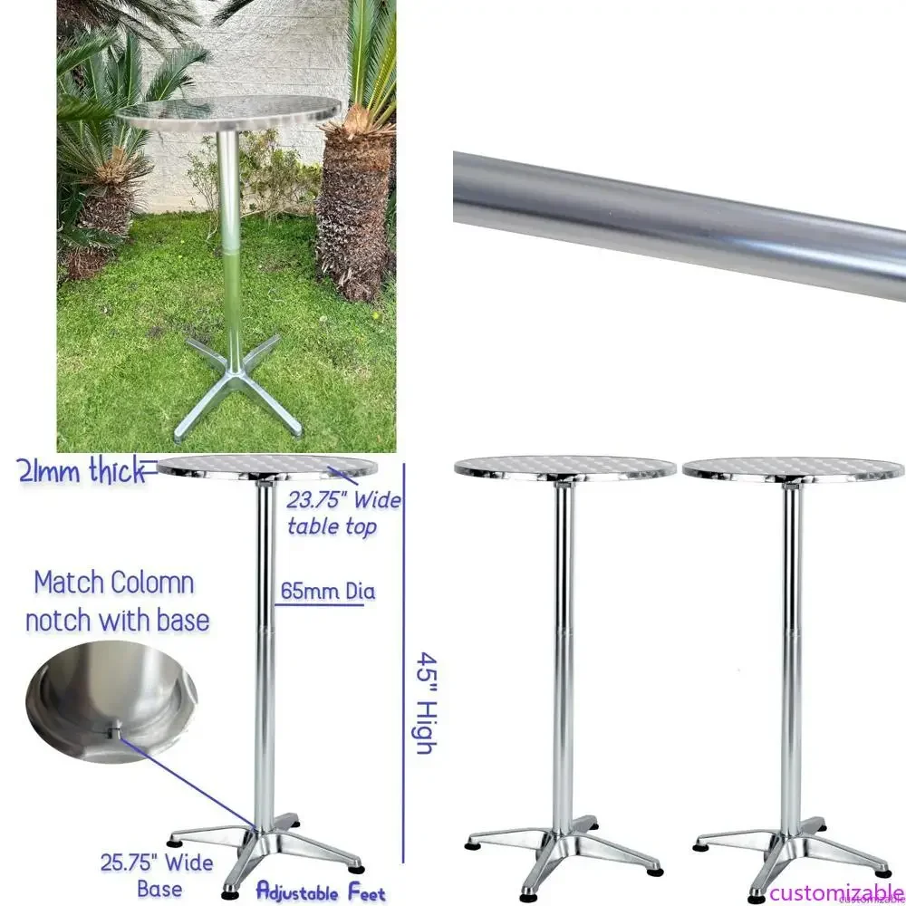 Aluminum Outdoor Patio Table Set, 45 High, 23.75 Diameter, Flip Top Design with Stainless Steel Base
Aluminum Outdoor Patio Table Set, 45 High, 23.75 Diameter, Flip Top Design with Stainless Steel Base