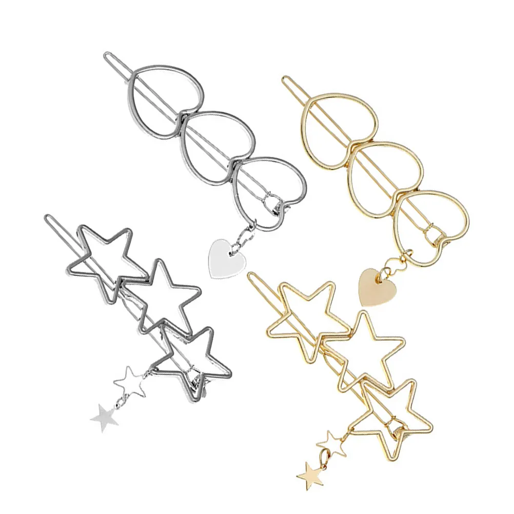 4Pcs Alloy Hair Clips Set Star Heart Shape Stylish Hair Side Clips Delicate Barrettes Perfect for Wedding Party Festival
4Pcs Alloy Hair Clips Set Star Heart Shape Stylish Hair Side Clips Delicate Barrettes Perfect for Wedding Party Festival
