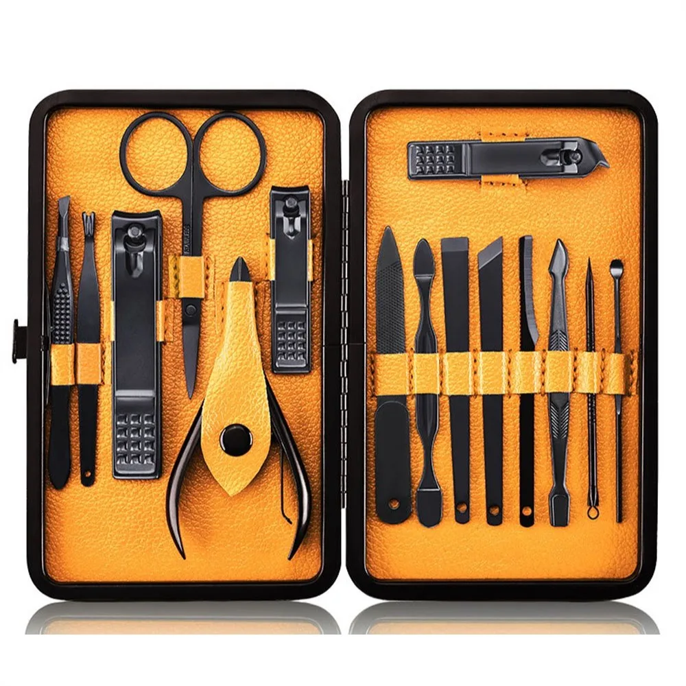 Stainless Steel Nail Clipper Set 15pcs Professional Manicure Pedicure Kit with Travel Case for Hand Foot Care, Black Polishing
Stainless Steel Nail Clipper Set 15pcs Professional Manicure Pedicure Kit with Travel Case for Hand Foot Care, Black Polishing