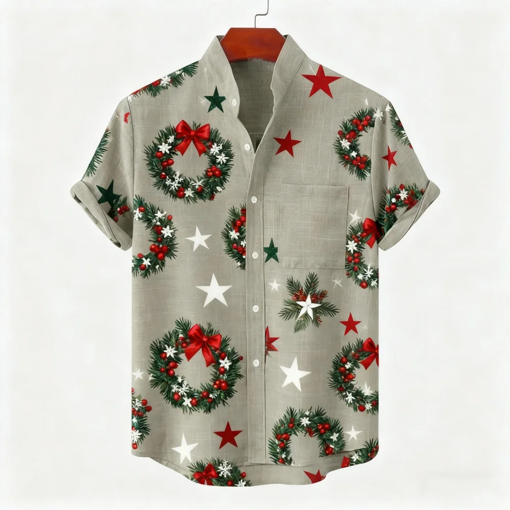 New men's and women's Christmas Santa Claus pattern short-sleeved clothing for autumn outdoor use and festive banquet attire
New men's and women's Christmas Santa Claus pattern short-sleeved clothing for autumn outdoor use and festive banquet attire