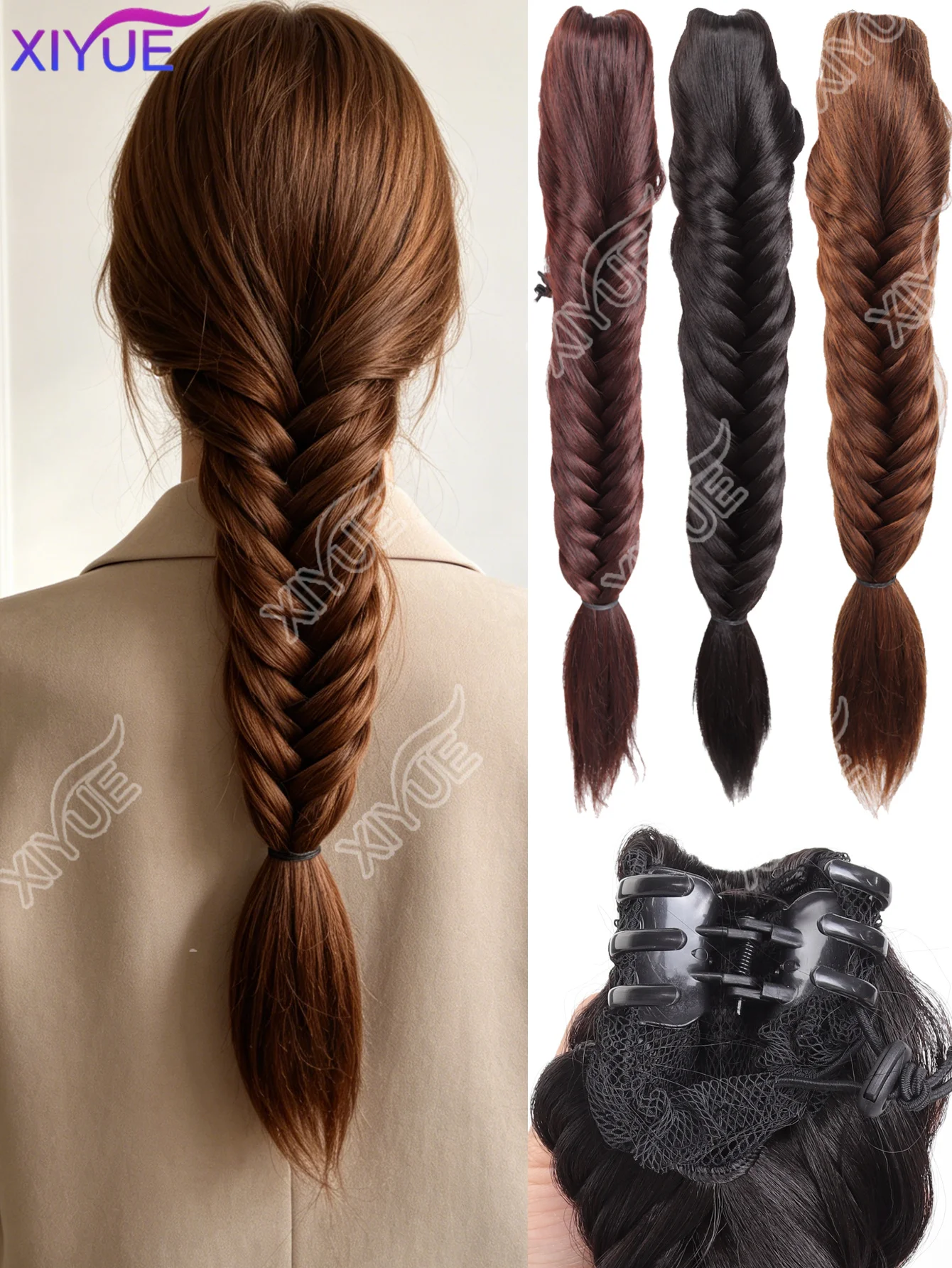 XIYUE Brown Black 40cm Fishbone Braid Ponytail Extension Synthetic Wig Clip-on Drawstring Ponytail for Daily & Cosplay Use
XIYUE Brown Black 40cm Fishbone Braid Ponytail Extension Synthetic Wig Clip-on Drawstring Ponytail for Daily & Cosplay Use
