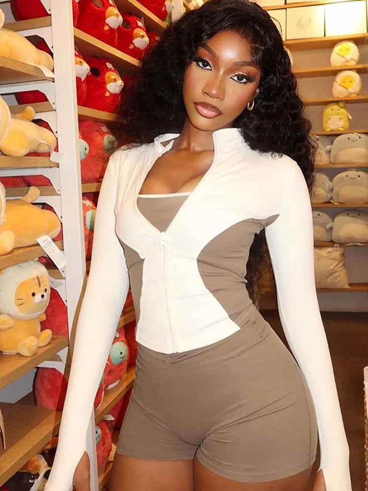 BKQU повседневный спортивный комплект из 2 предметов, женский контрастный лоскутный кардиган на молнии, укороченный топ с длинными рукавами + розовые шорты, классические узкие спортивные костюмы
BKQU повседневный спортивный комплект из 2 предметов, женский контрастный лоскутный кардиган на молнии, укороченный топ с длинными рукавами + розовые шорты, классические узкие спортивные костюмы