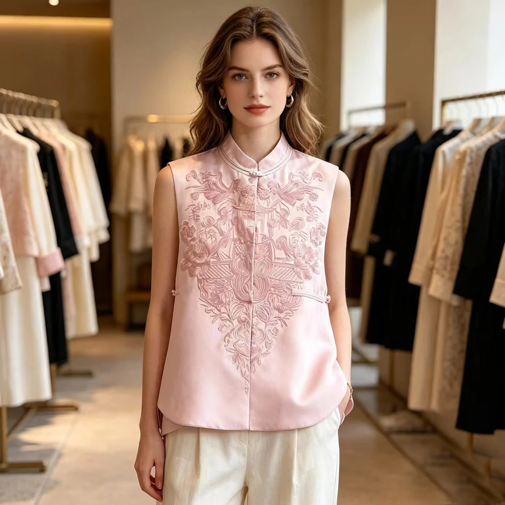 Vintage Sleeveless Vest Top New Chinese Style Flower Embroidery Stand Collar Waistvest Spring New Temperament Women's Clothing
Vintage Sleeveless Vest Top New Chinese Style Flower Embroidery Stand Collar Waistvest Spring New Temperament Women's Clothing