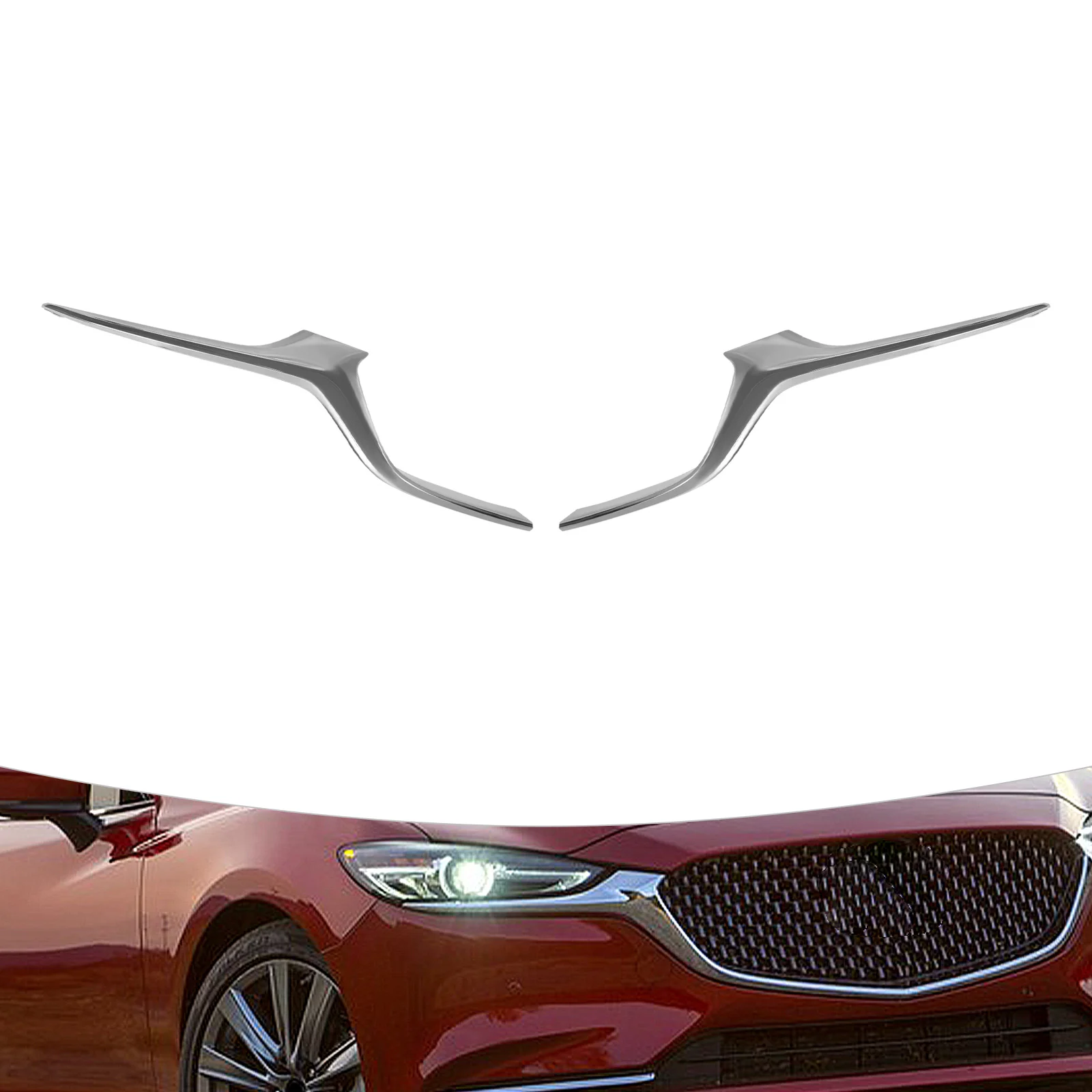 Pair Grille Molding Trim Set for 2018-2021 Mazda 6 - Driver&Passenger Side ABS+Metal Chrome Plating, Car Front Grille Accessory
Pair Grille Molding Trim Set for 2018-2021 Mazda 6 - Driver&Passenger Side ABS+Metal Chrome Plating, Car Front Grille Accessory