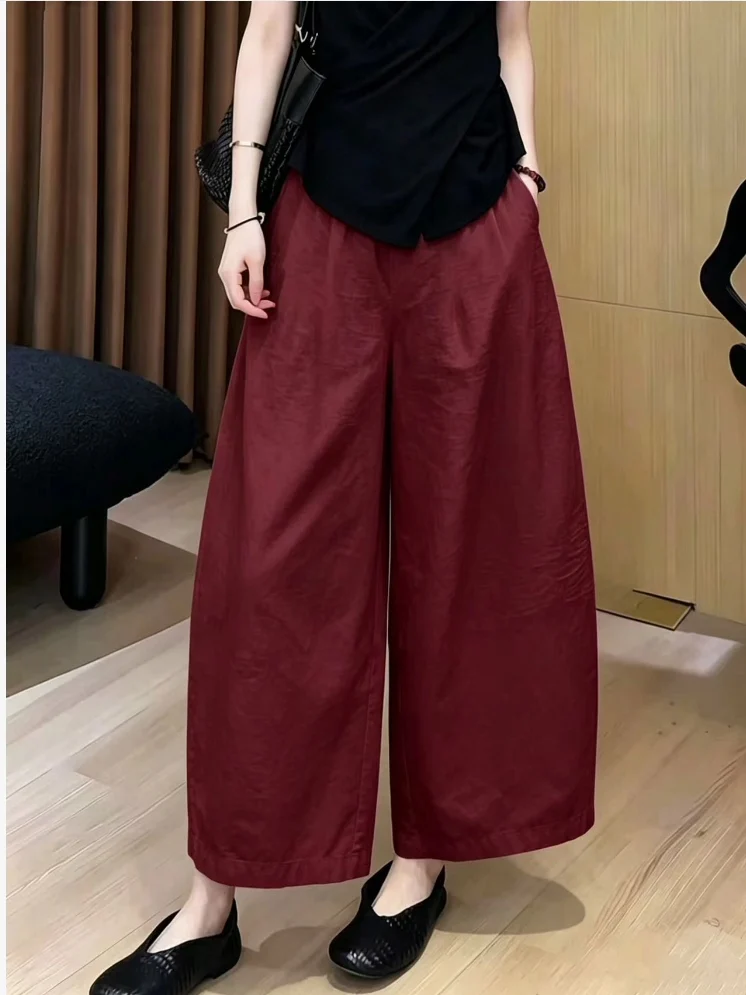High Waist Wide Leg Pants Loose Summer Beach Holiday Lazy Style Women's Casual Pants Cotton Comfortable Breathable Cool Feeling
High Waist Wide Leg Pants Loose Summer Beach Holiday Lazy Style Women's Casual Pants Cotton Comfortable Breathable Cool Feeling