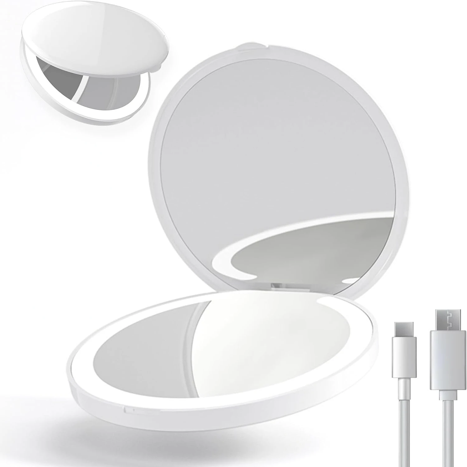 Travel-friendly Portable LED Makeup Mirror with USB Rechargeable & 1X/3X Magnification
Travel-friendly Portable LED Makeup Mirror with USB Rechargeable & 1X/3X Magnification