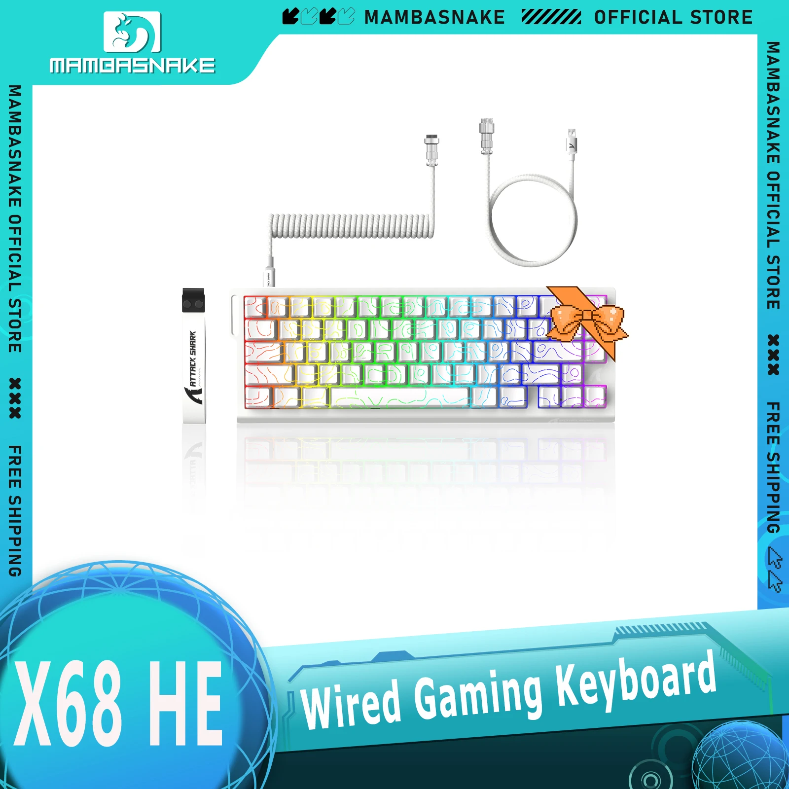 MAMBASNAKE x ATTACK SHARK X68 HE 60% проводная игровая клавиатура, быстрый триггер, регулируемая точка акутации
MAMBASNAKE x ATTACK SHARK X68 HE 60% проводная игровая клавиатура, быстрый триггер, регулируемая точка акутации