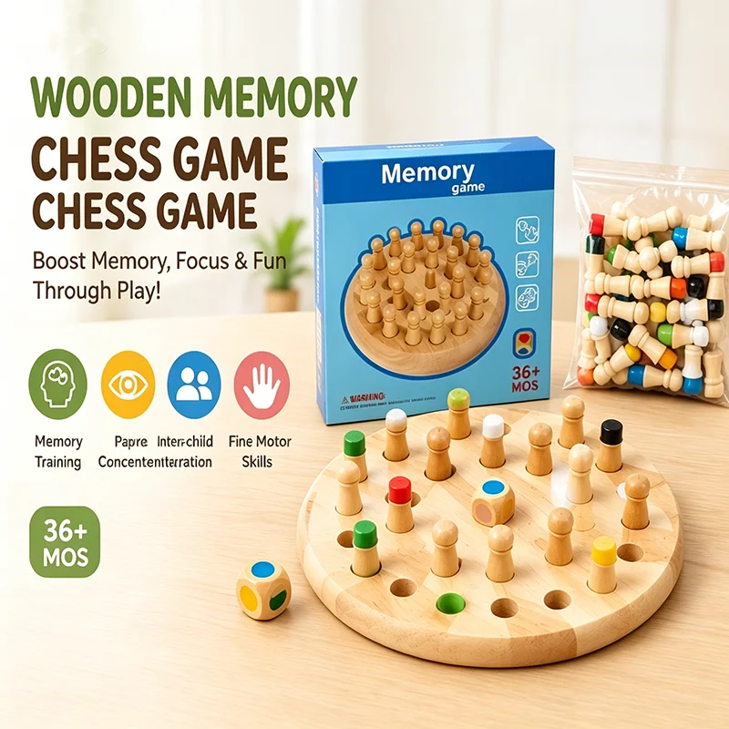 Wooden Memory Chess Game for Kids Matching Board Toy Color Memory Training Parent Child Interactive Toy
Wooden Memory Chess Game for Kids Matching Board Toy Color Memory Training Parent Child Interactive Toy
