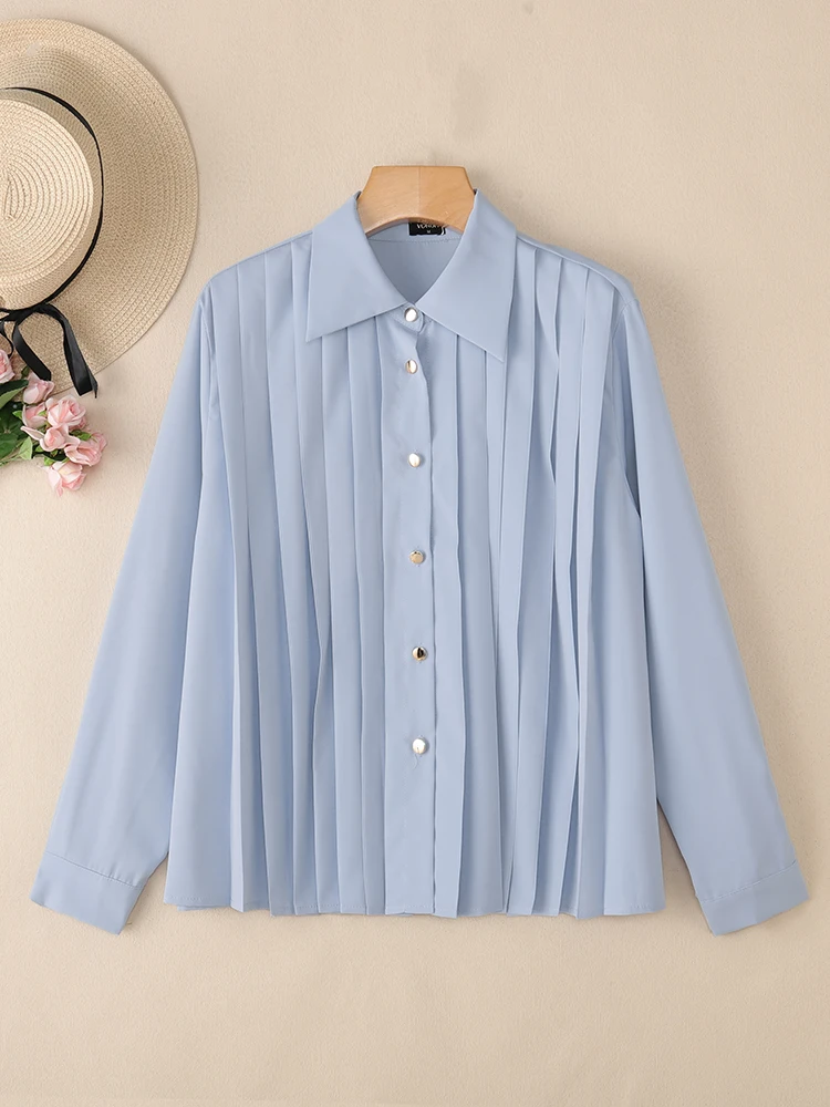 Модная женская блузка VONDA, элегантная офисная женская рубашка, 2025 г., сплошной цвет с длинным рукавом, осенняя плиссированная вечерние корейская блузка с рюшами
Модная женская блузка VONDA, элегантная офисная женская рубашка, 2025 г., сплошной цвет с длинным рукавом, осенняя плиссированная вечерние корейская блузка с рюшами