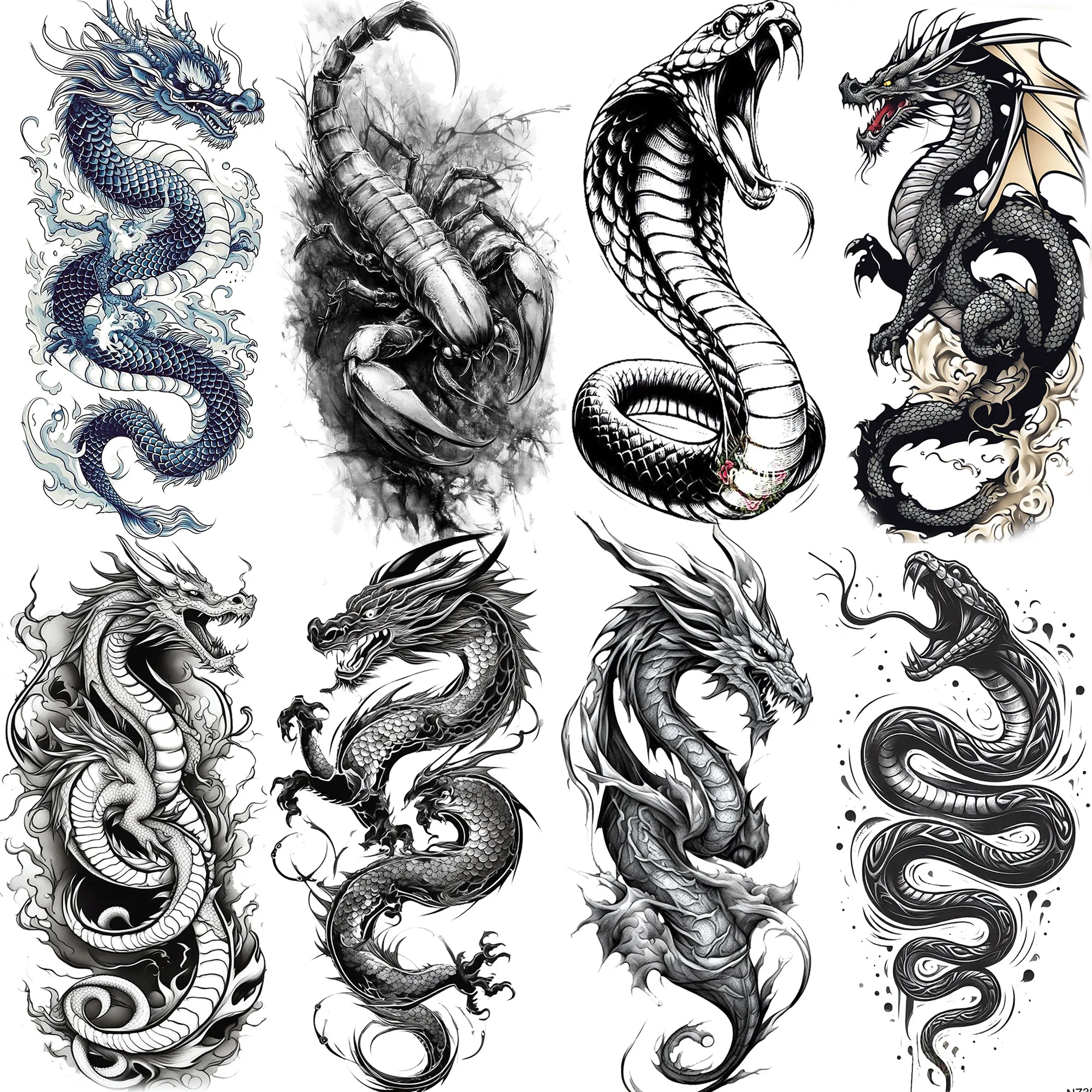 1 Sheet Fierce Dragon Cobra Snake Temporary Tattoos For Men Women Arm Tatoos Waterproof Realistic Fake Tattoo Sticker Last Long
1 Sheet Fierce Dragon Cobra Snake Temporary Tattoos For Men Women Arm Tatoos Waterproof Realistic Fake Tattoo Sticker Last Long