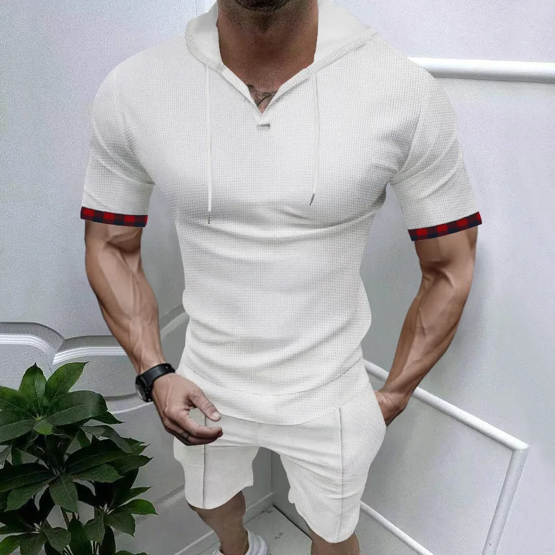 Men Waffle Knit Two Piece Set Hooded Short Sleeve Top Plaid Cuff Drawstring Shorts Sport Casual Outfit S-3XL
Men Waffle Knit Two Piece Set Hooded Short Sleeve Top Plaid Cuff Drawstring Shorts Sport Casual Outfit S-3XL