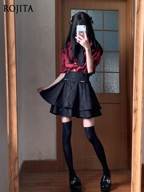 Japanese Lolita Skirts Women 2025 New Lace Bow Double Layer Puff Skirt High Waist Half Skirt Vintage Black Skirt Y2K Clothing
Japanese Lolita Skirts Women 2025 New Lace Bow Double Layer Puff Skirt High Waist Half Skirt Vintage Black Skirt Y2K Clothing