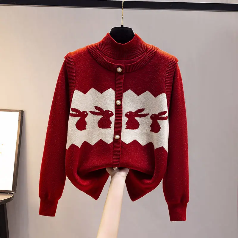 Fashion Stand Collar Spliced Fake Two Pieces Sweaters Women's Clothing 2023 Winter New Loose Casual Pullovers Casual Tops
Fashion Stand Collar Spliced Fake Two Pieces Sweaters Women's Clothing 2023 Winter New Loose Casual Pullovers Casual Tops