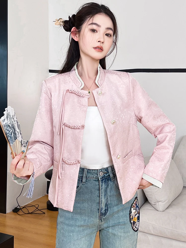 New Chinese Style Short Pink Jacket Women's Spring Autumn Button up Top Small Size High End Feel Loose Fit Coat
New Chinese Style Short Pink Jacket Women's Spring Autumn Button up Top Small Size High End Feel Loose Fit Coat