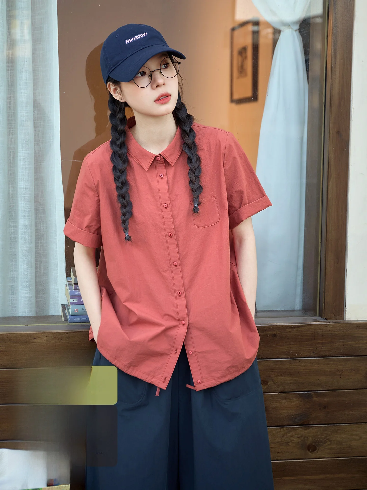 Loose Fit Cotton Shirt Women's Summer Casual Pure Cotton Placket Shirt Drawstring Short Sleeve Top Breathable Comfortable
Loose Fit Cotton Shirt Women's Summer Casual Pure Cotton Placket Shirt Drawstring Short Sleeve Top Breathable Comfortable
