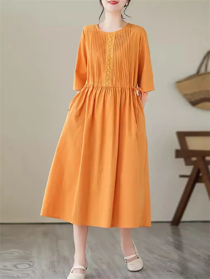 2024 Summer Solid Color Cotton And Linen Dress Women Loose Large Size Drawstring Temperament Short Sleeve Dress For Women K150
2024 Summer Solid Color Cotton And Linen Dress Women Loose Large Size Drawstring Temperament Short Sleeve Dress For Women K150