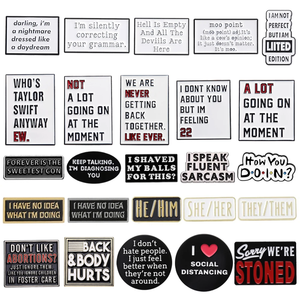 Creative Letter Enamel Brooch How You Doin I Love Social HE/SHE/THEY Black and White Metal Badges Punk Lapel Pins Jewelry Gifts
Creative Letter Enamel Brooch How You Doin I Love Social HE/SHE/THEY Black and White Metal Badges Punk Lapel Pins Jewelry Gifts