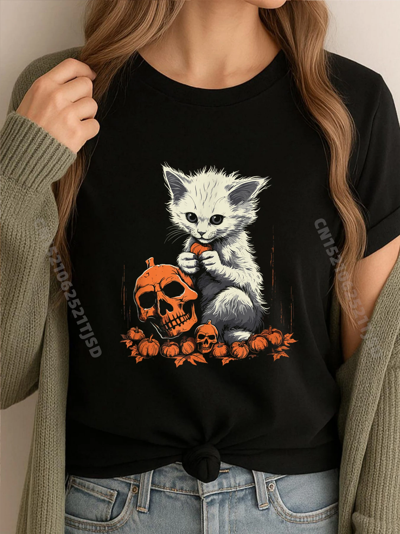 Забавный милый котенок череп Хэллоуин скелет осень кошка тыква дизайнерская одежда женская мужская футболка футболки
Забавный милый котенок череп Хэллоуин скелет осень кошка тыква дизайнерская одежда женская мужская футболка футболки
