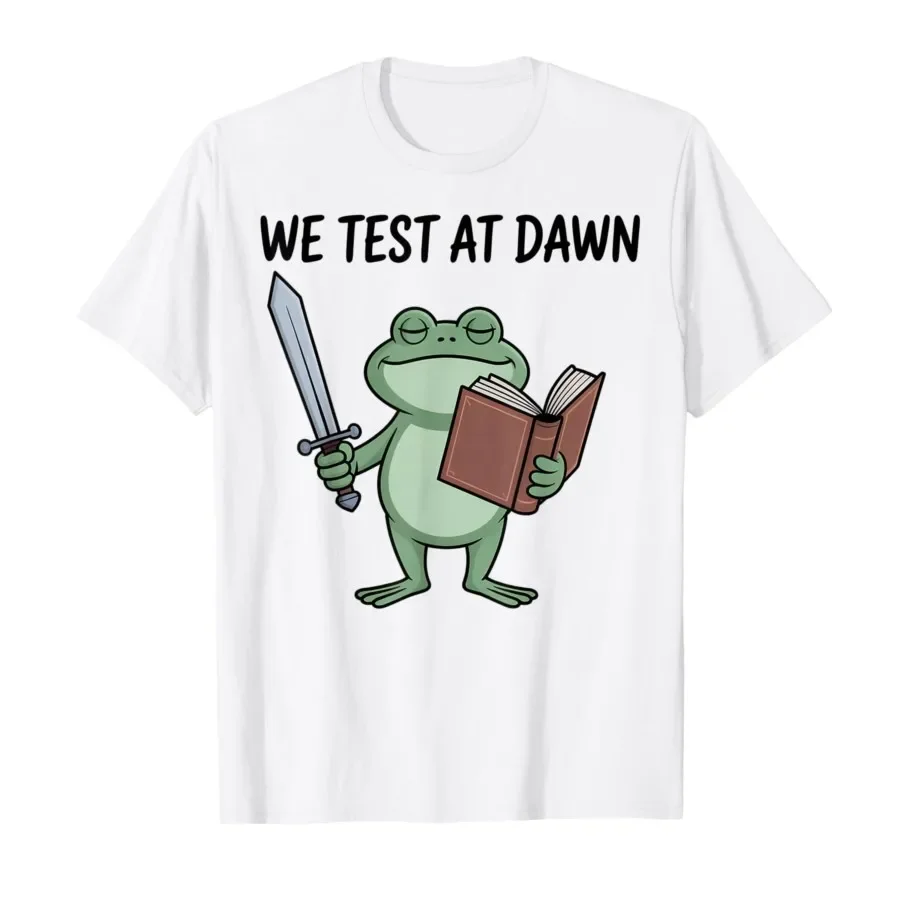 Teacher Frog We Test At Dawn Test Day Coordinator Final Exam T-shirt For Men Women 100% Cotton T Shirts Short Sleeve Tops 0420-1
Teacher Frog We Test At Dawn Test Day Coordinator Final Exam T-shirt For Men Women 100% Cotton T Shirts Short Sleeve Tops 0420-1