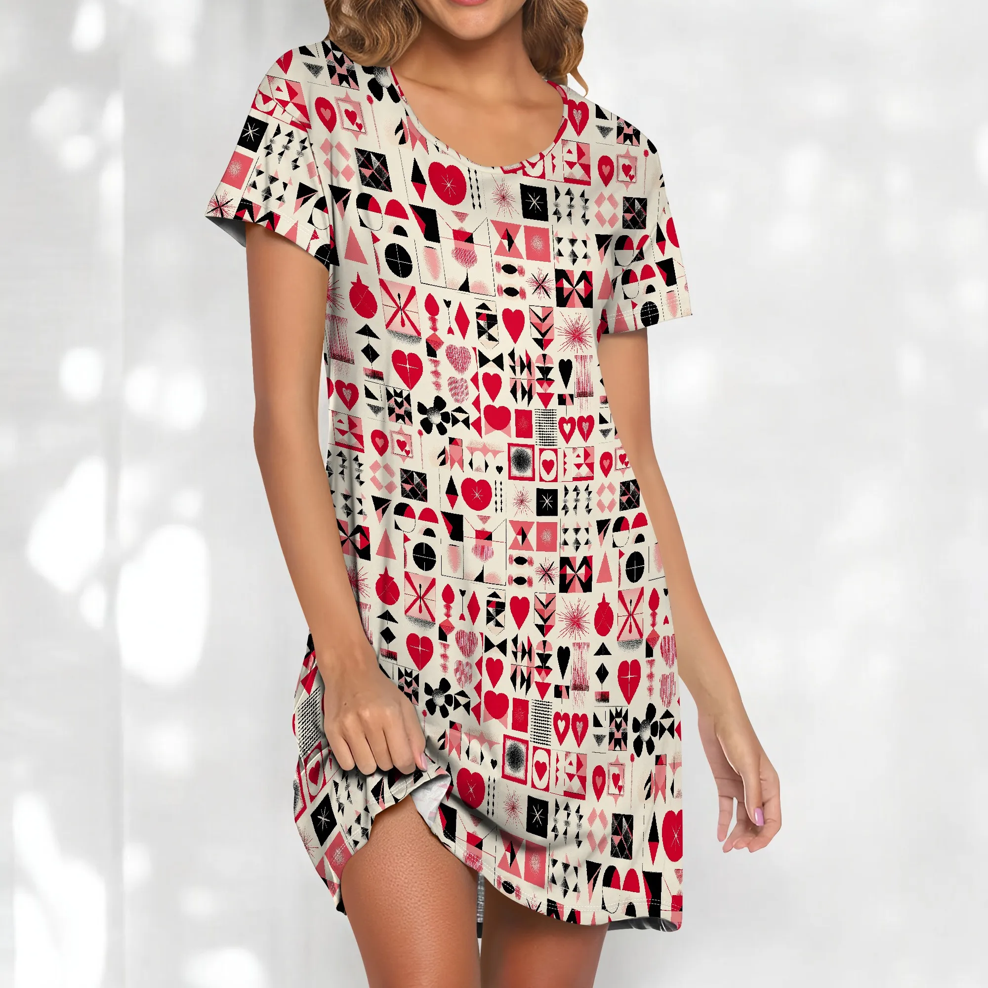 Y2K Heart Print T-Shirt Dress Women's Vintage Punk Graphic Red Black Summer Streetwear Mini Dress
Y2K Heart Print T-Shirt Dress Women's Vintage Punk Graphic Red Black Summer Streetwear Mini Dress