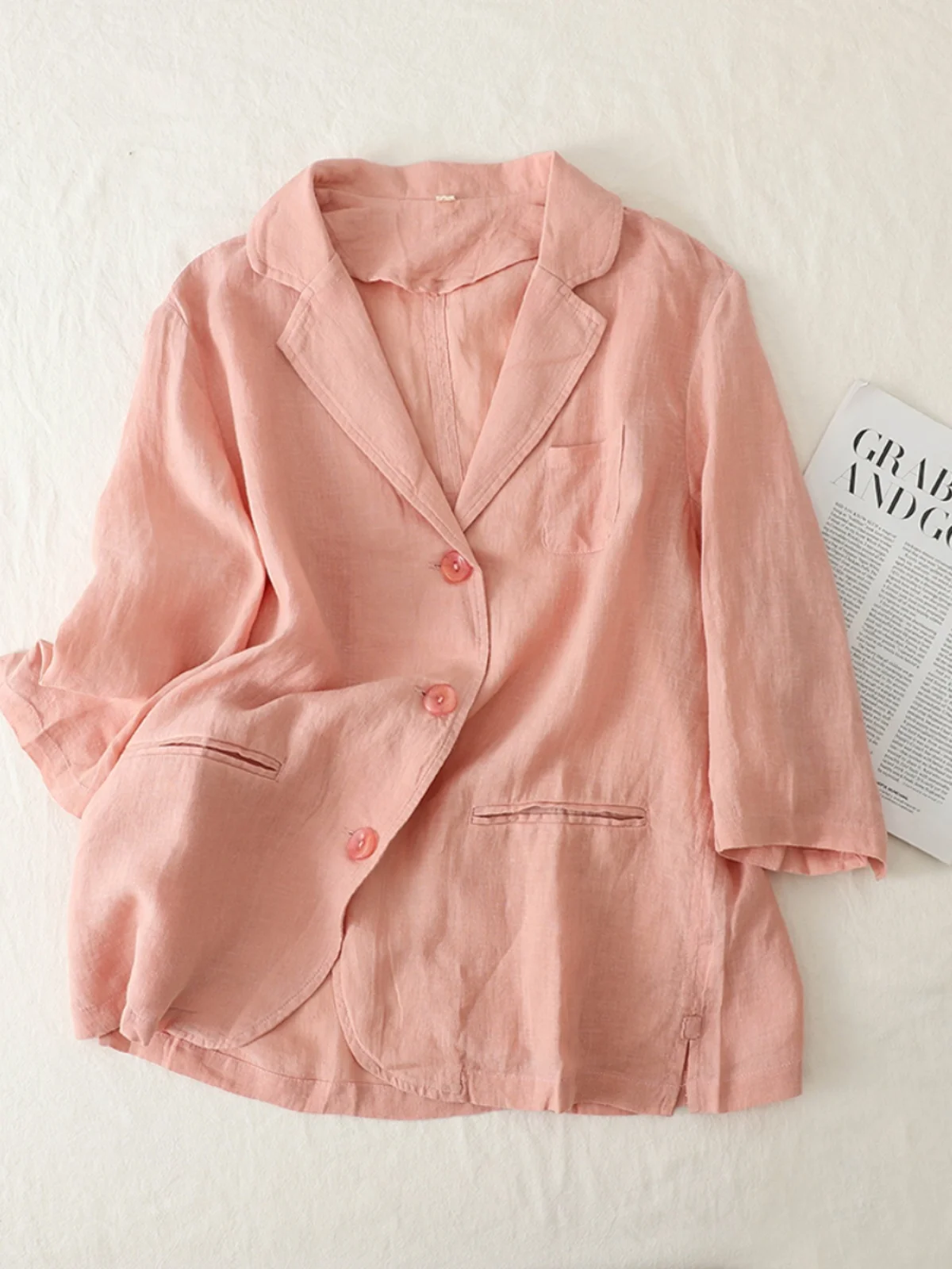 Loose Cotton Linen Suit Jaet Women's Casual Spring Autumn Seven-Quarter Sve Small Western Sle Top Buttoned Coat
Loose Cotton Linen Suit Jaet Women's Casual Spring Autumn Seven-Quarter Sve Small Western Sle Top Buttoned Coat