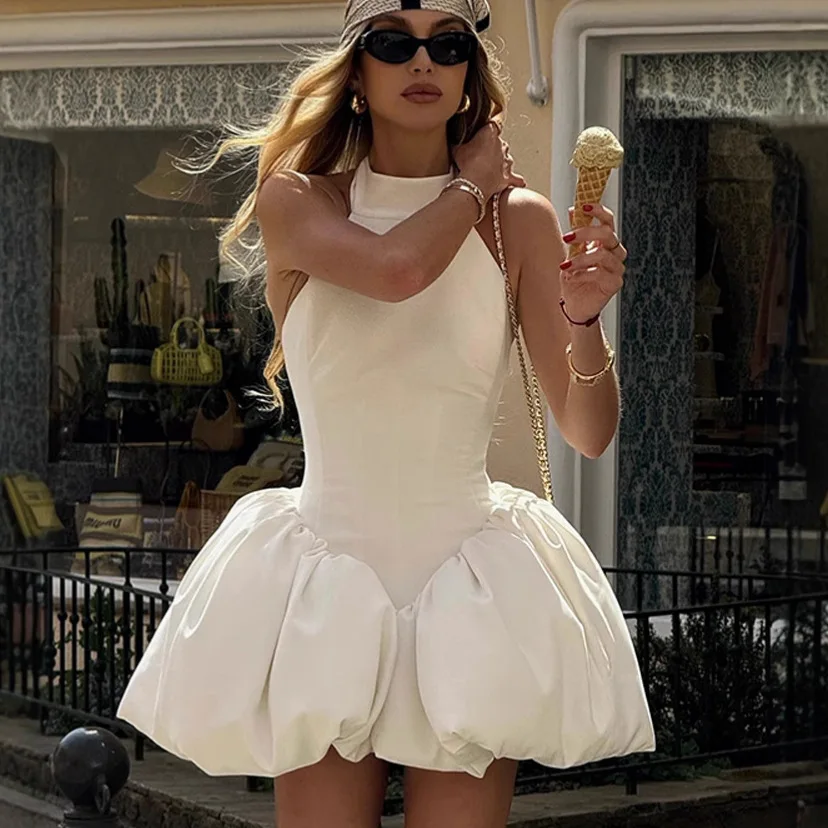 Summer Fashion Women's Dress Solid Color Elegant Sexy Waist Puff Skirt Sweet Bow Tie Back Mini Princess Skirt 
Summer Fashion Women's Dress Solid Color Elegant Sexy Waist Puff Skirt Sweet Bow Tie Back Mini Princess Skirt