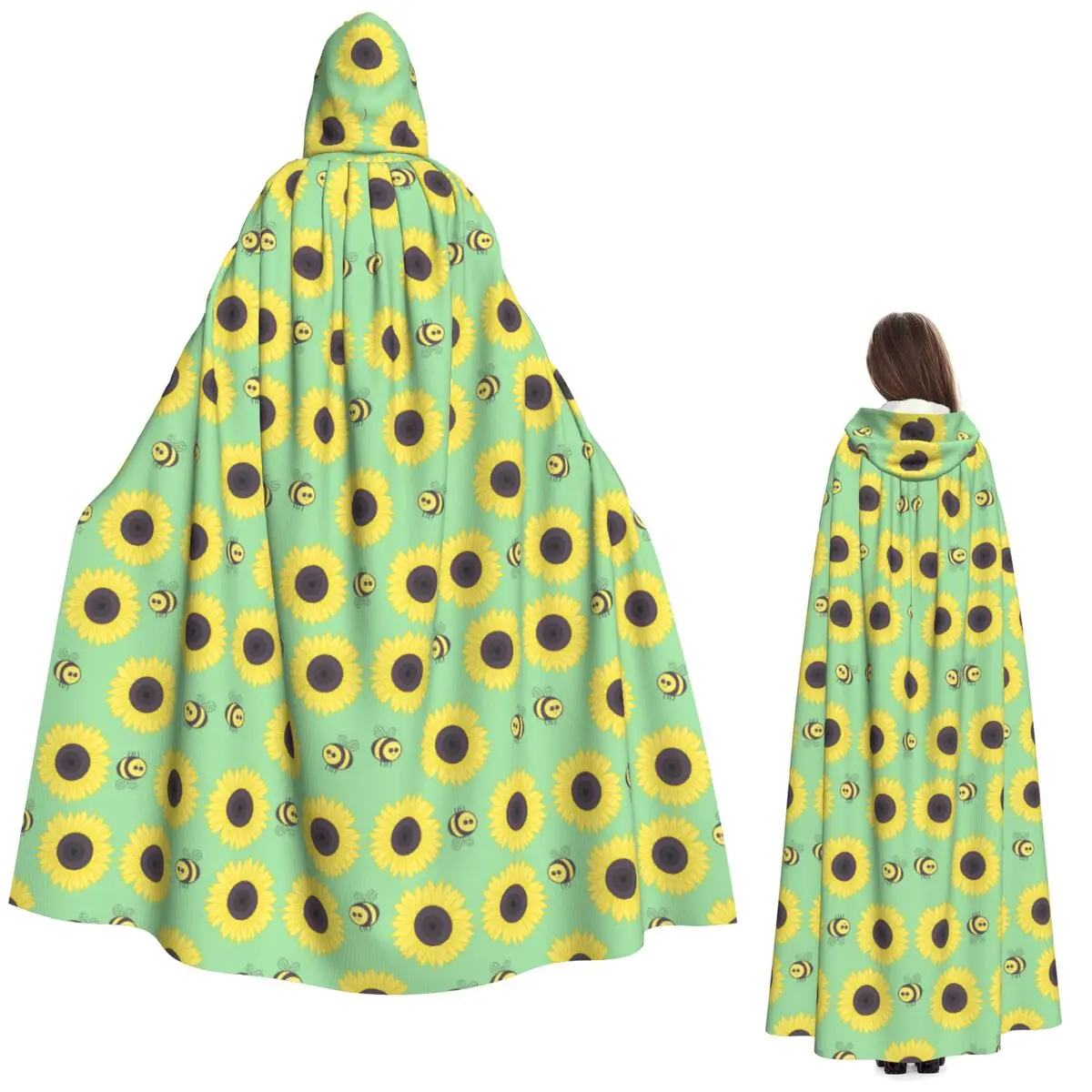 Bees And Sunflowers Green Long Hooded Cloak Witch Medieval Costume Cosplay Cape HalloweenParty Adult Unisex
Bees And Sunflowers Green Long Hooded Cloak Witch Medieval Costume Cosplay Cape HalloweenParty Adult Unisex