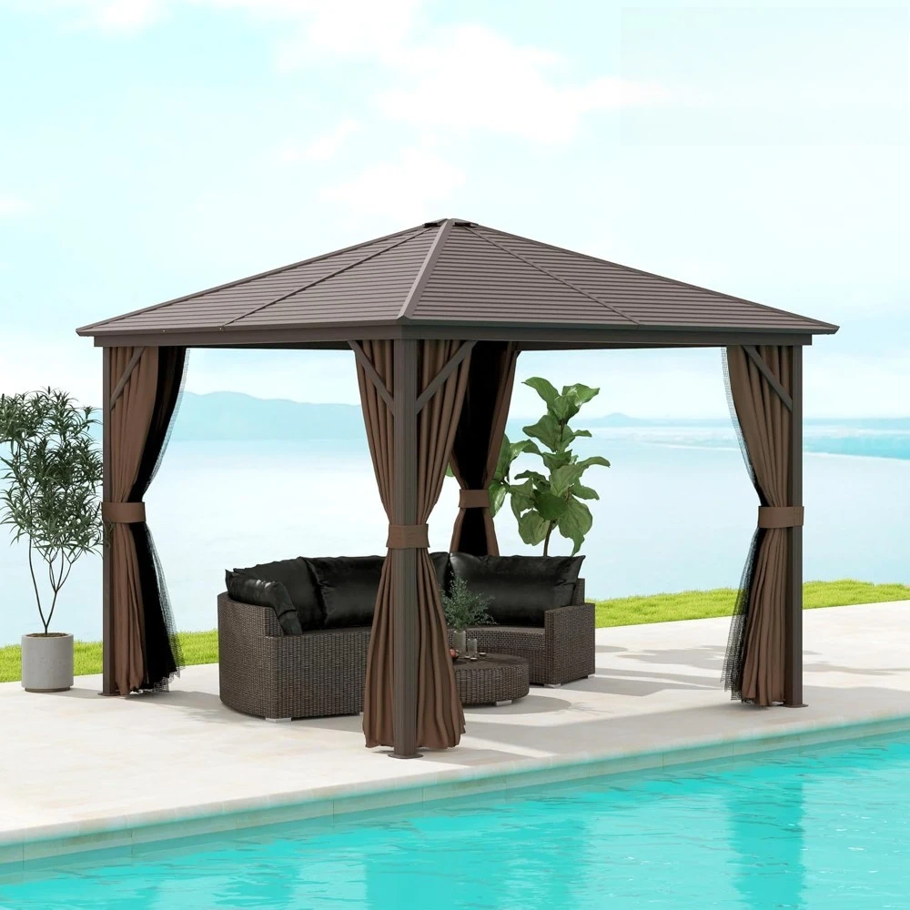 10' x 10' Hardtop Gazebo Canopy with Galvanized Steel Roof, Aluminum Frame, Permanent Pavilion Outdoor Gazebo, Customized
10' x 10' Hardtop Gazebo Canopy with Galvanized Steel Roof, Aluminum Frame, Permanent Pavilion Outdoor Gazebo, Customized